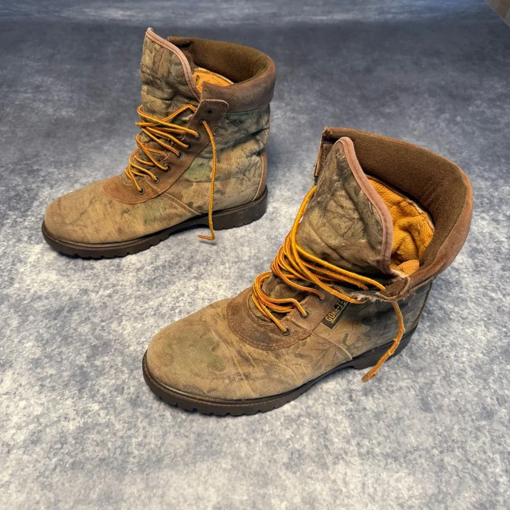 VTG Rocky 640 Gore-Tex Camo Hunting Boots Mens 9 EW USA Made Suede Cordura